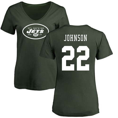 New York Jets Green Women Trumaine Johnson Name and Number Logo NFL Football #22 T Shirt->women nfl jersey->Women Jersey